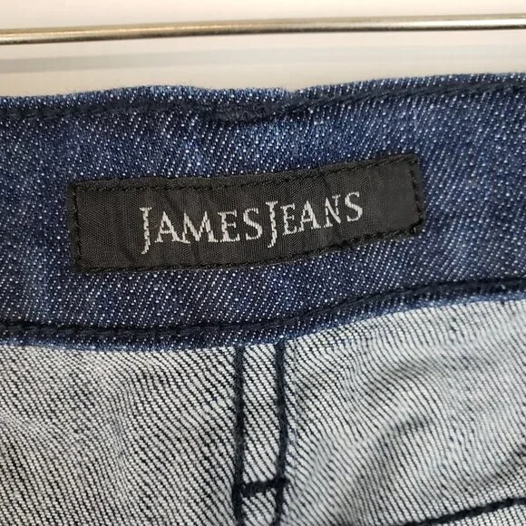 James Jeans Humphrey Wide Flare Leg Mid Rise Dry Aged Denim Dark Blue Size 31 - Picture 8 of 11